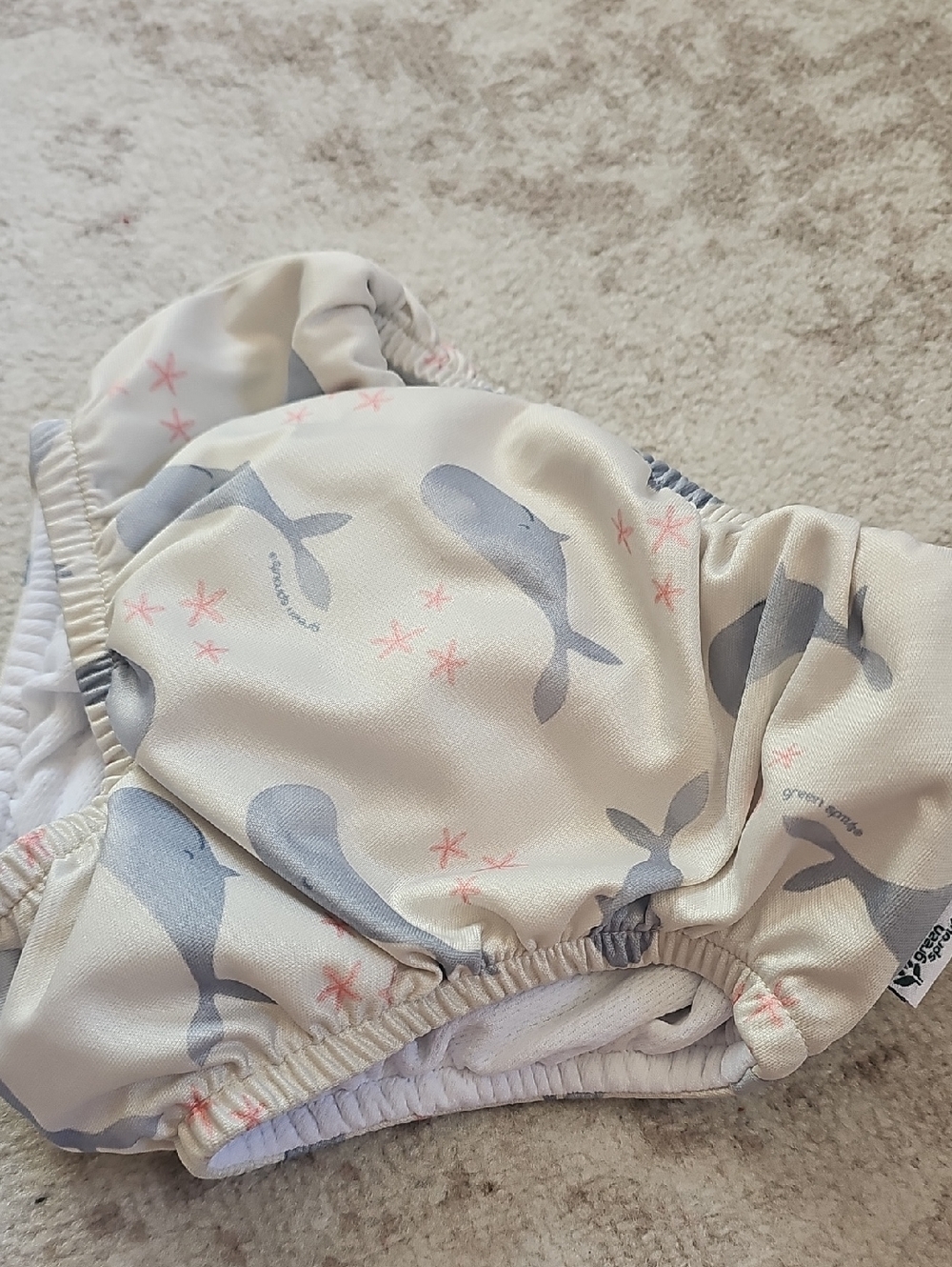 Baby Swim Diaper with Grey Whale Print